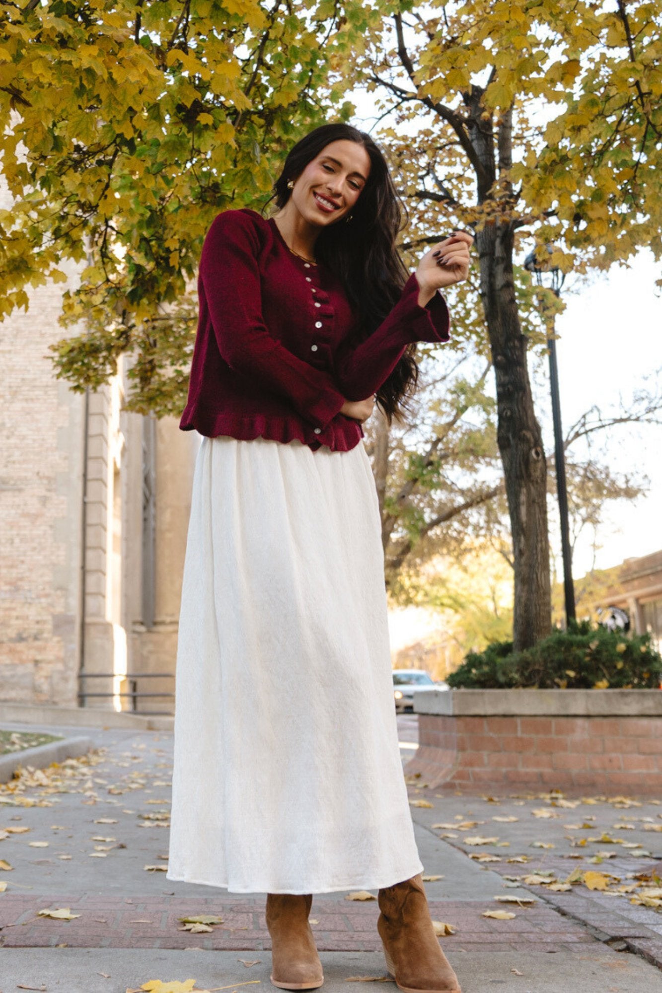 Hearth Cardigan in Burgundy Clothing Holley Girl 