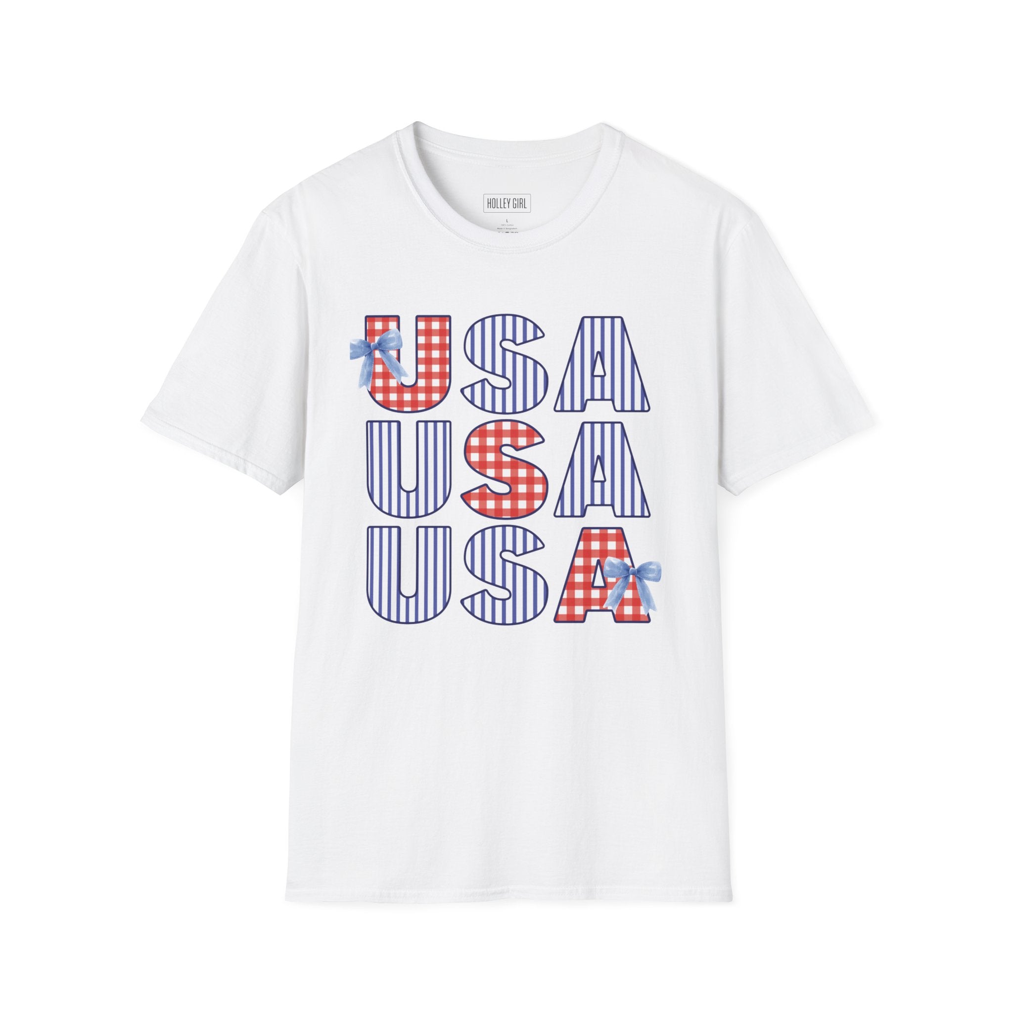 USA Gingham and Stripes Graphic Tee