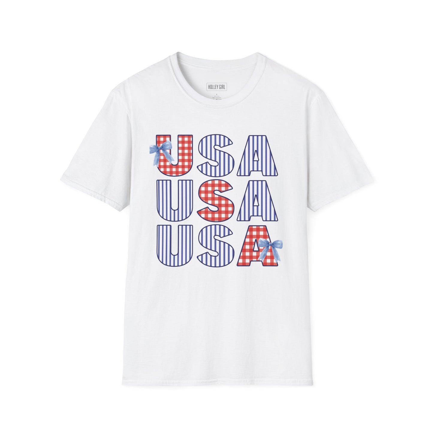 USA Gingham and Stripes Graphic Tee