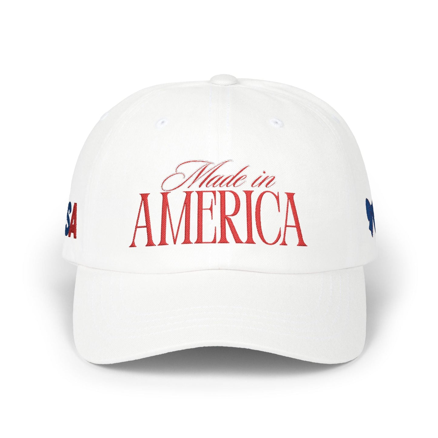 Made in America Dad Cap — Patriotic White Baseball Hat Hats Printify One size White 