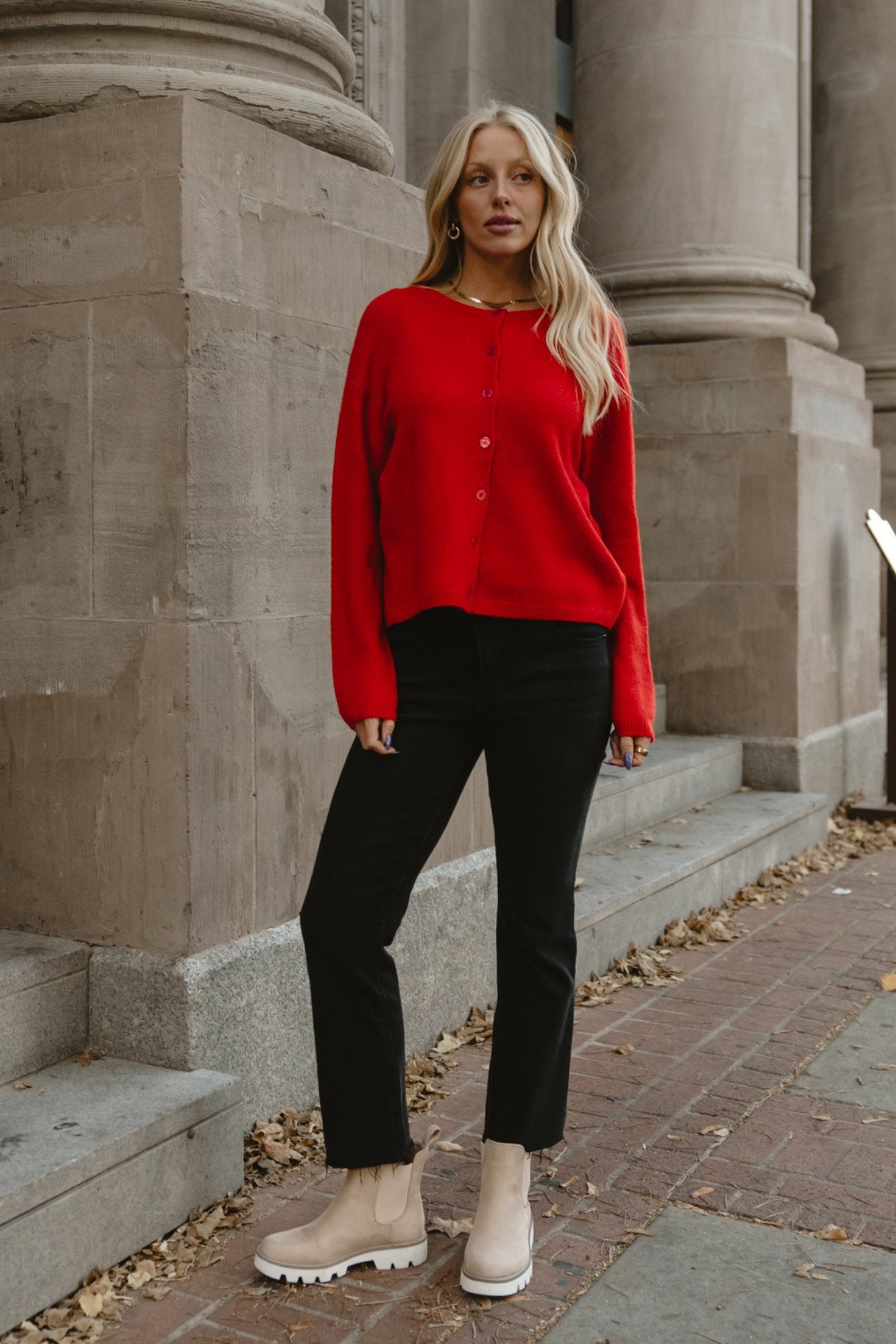 Fireside Cardigan in Cherry Clothing Holley Girl 