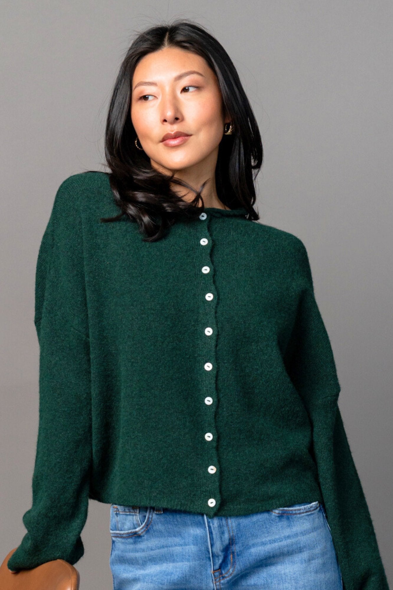 Evanston Cardigan in Pine Clothing Holley Girl 