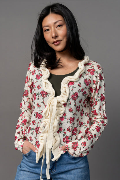 Rosette Ruffle Cardigan Clothing Holley Girl 
