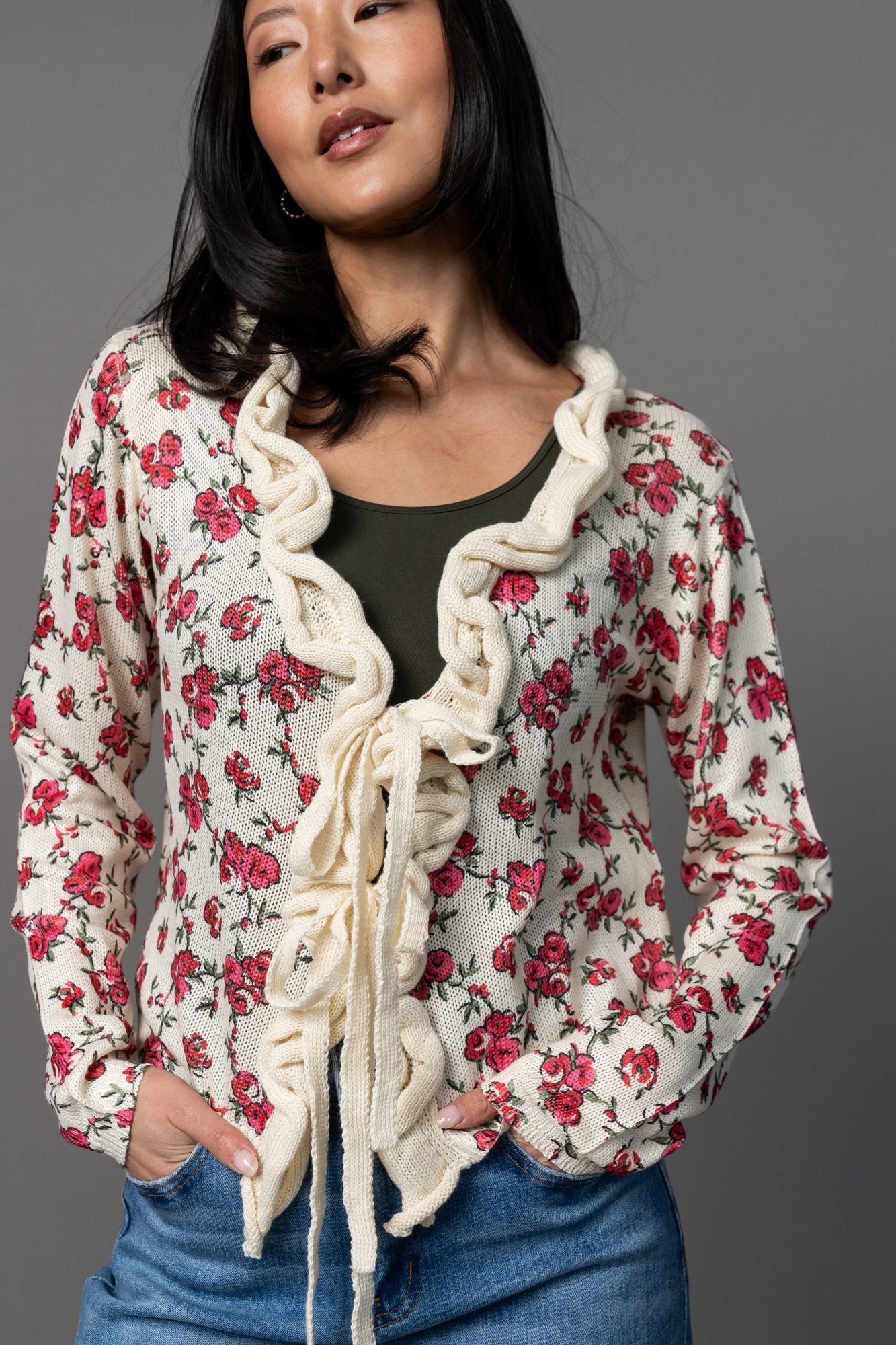 Rosette Ruffle Cardigan Clothing Holley Girl 