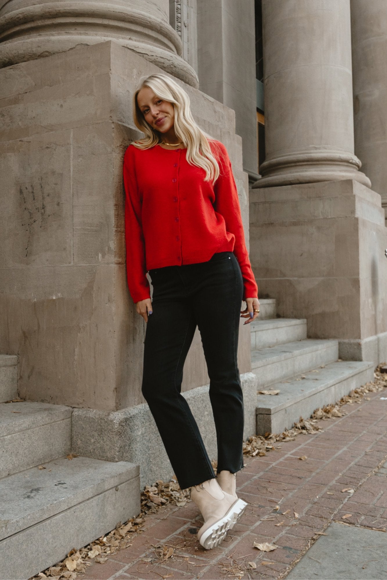 Fireside Cardigan in Cherry Clothing Holley Girl 