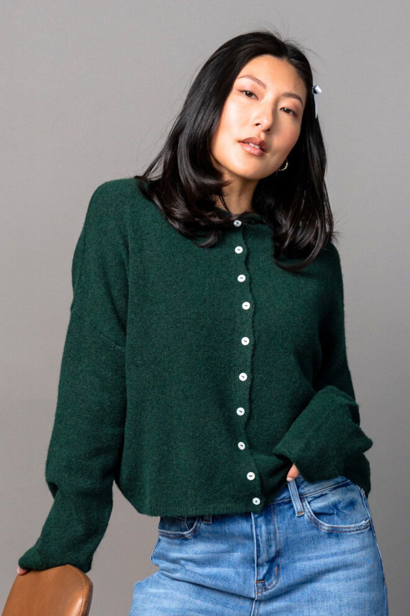 Evanston Cardigan in Pine Clothing Holley Girl 