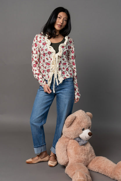 Rosette Ruffle Cardigan Clothing Holley Girl 