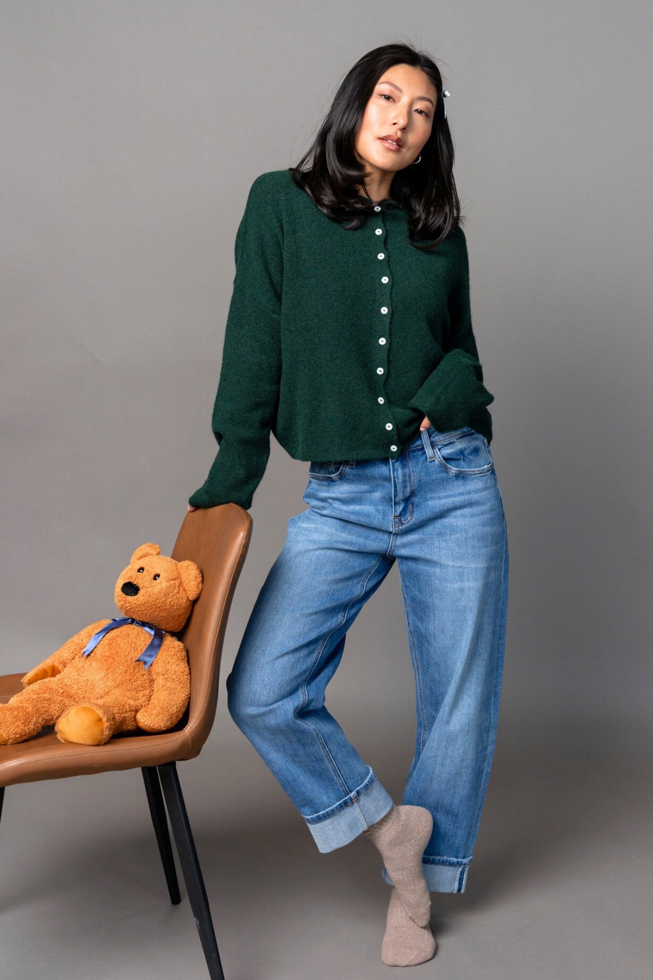 Evanston Cardigan in Pine Clothing Holley Girl 