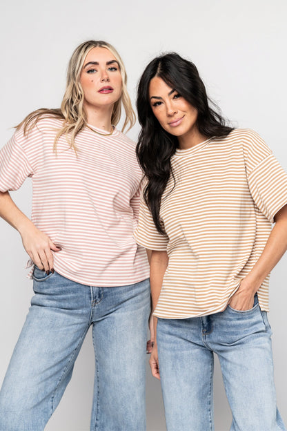 Bliss Tee in Blush Holley Girl 
