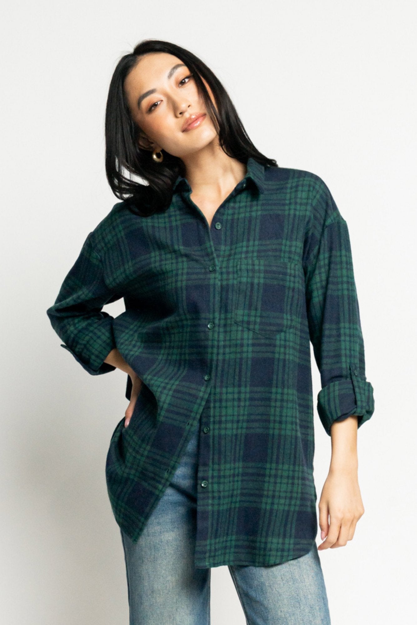 Bonfire Flannel in Hunter Clothing Holley Girl 
