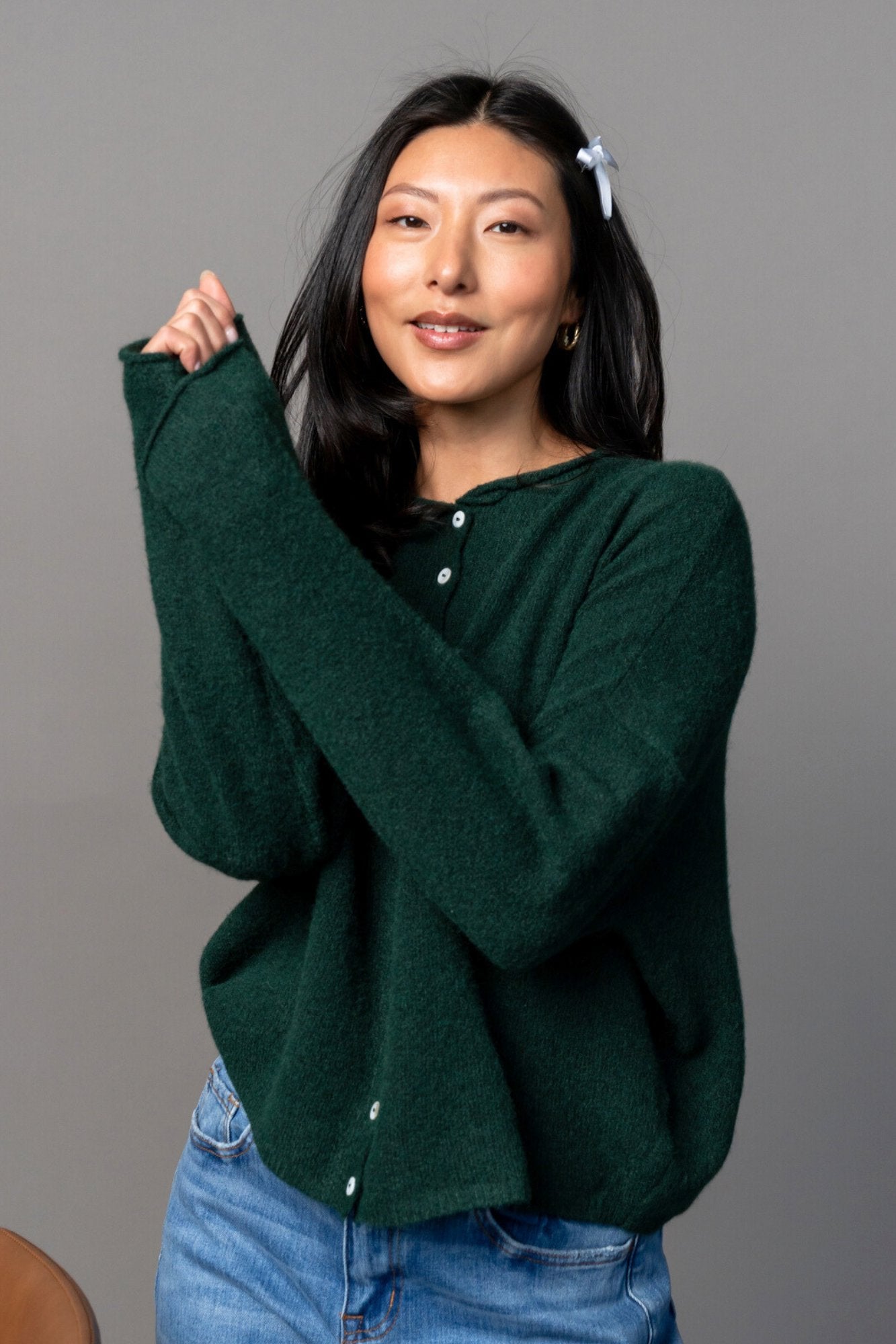 Evanston Cardigan in Pine Clothing Holley Girl 