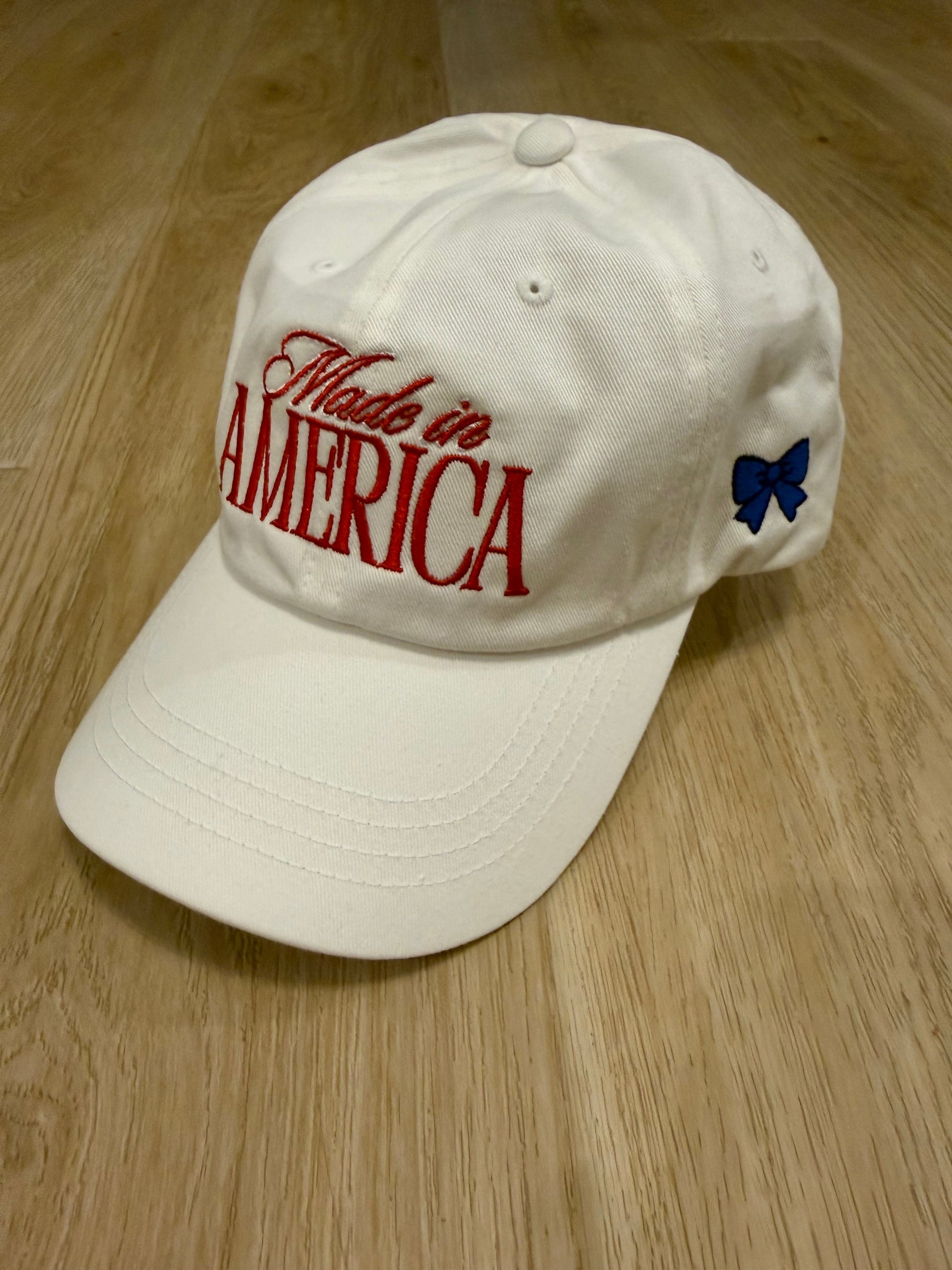 Made in America Dad Cap — Patriotic White Baseball Hat Hats Printify 