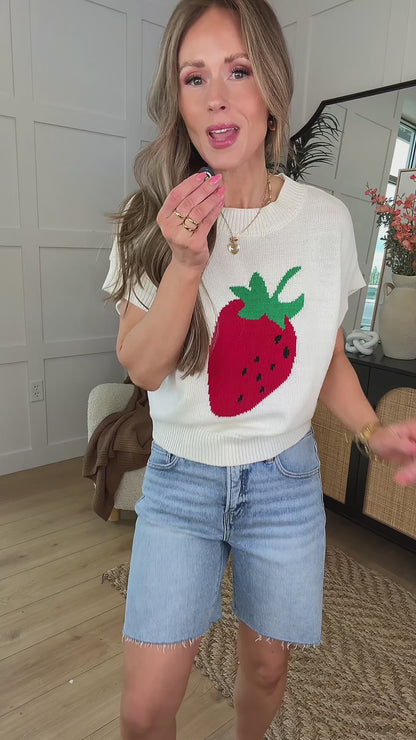 Strawberry Season Knit in Ivory - FINAL SALE