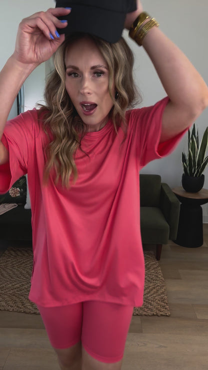 Sloane Biker Set in Coral - FINAL SALE
