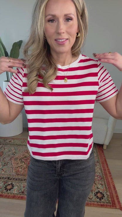 Cherry Stripe Tee - FINAL SALE