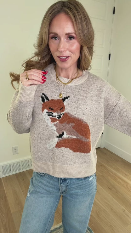 Woodland Fox Sweater in Oatmeal
