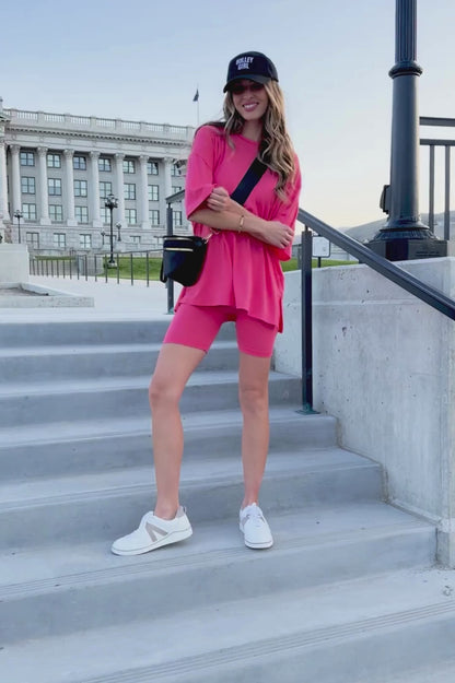 Sloane Biker Set in Coral - FINAL SALE