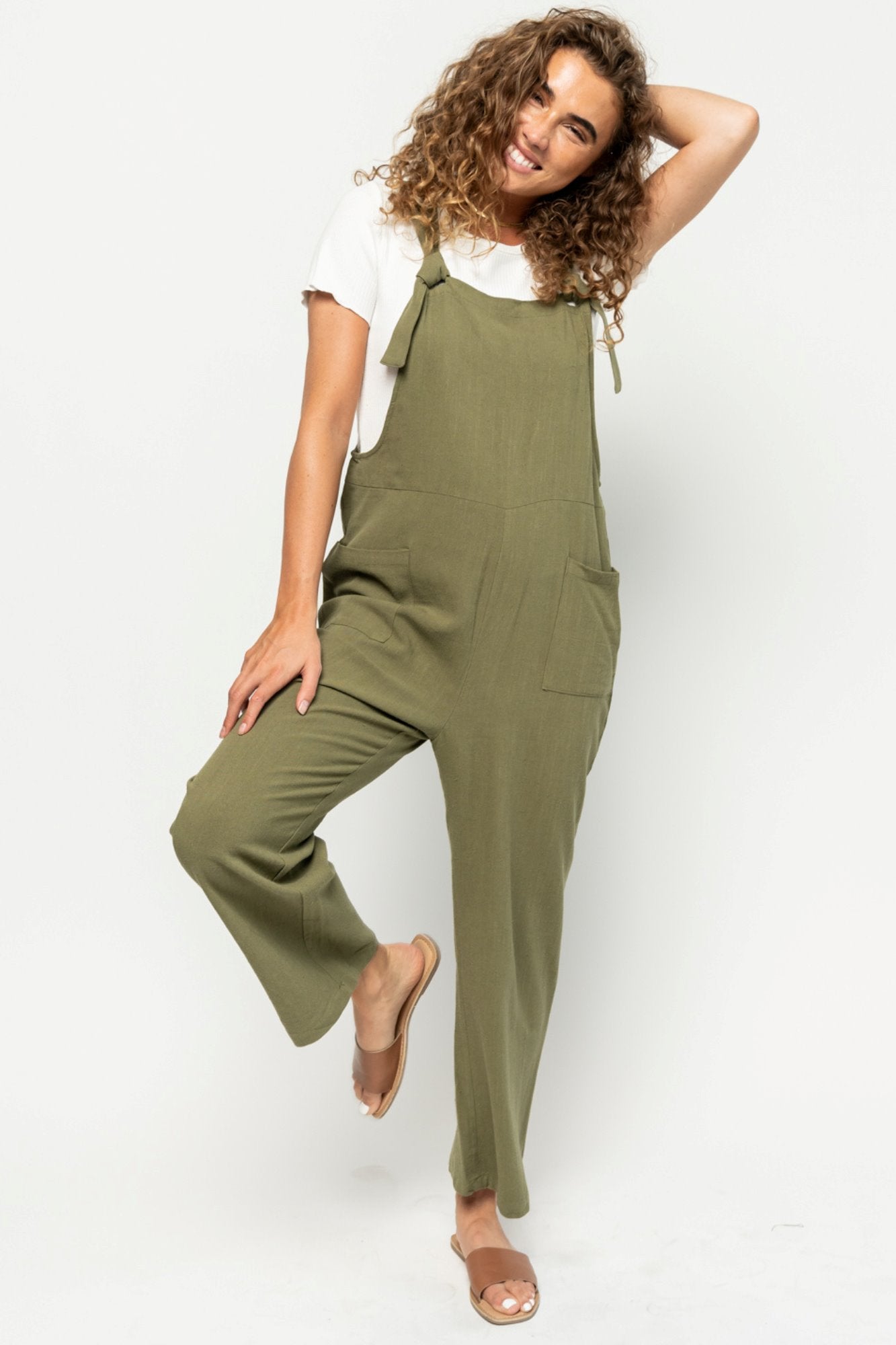 Shay Overalls in Olive Holley Girl 