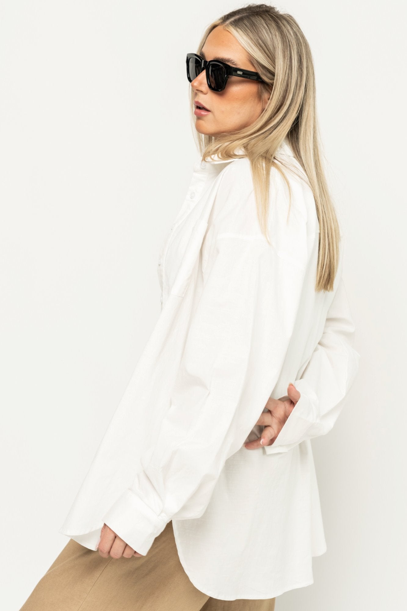 Matilda Button Down in White Holley Girl 