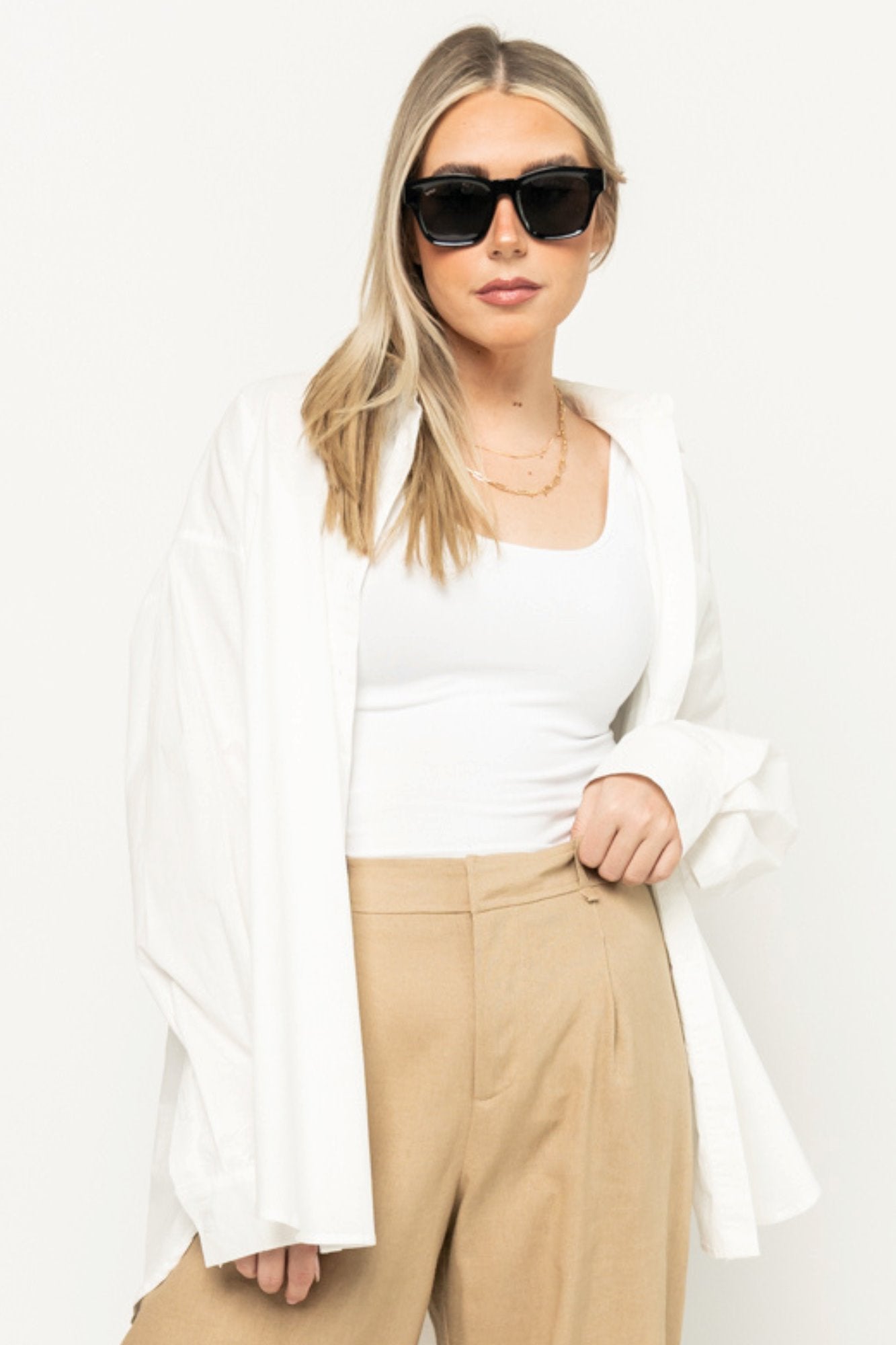 Matilda Button Down in White Holley Girl 