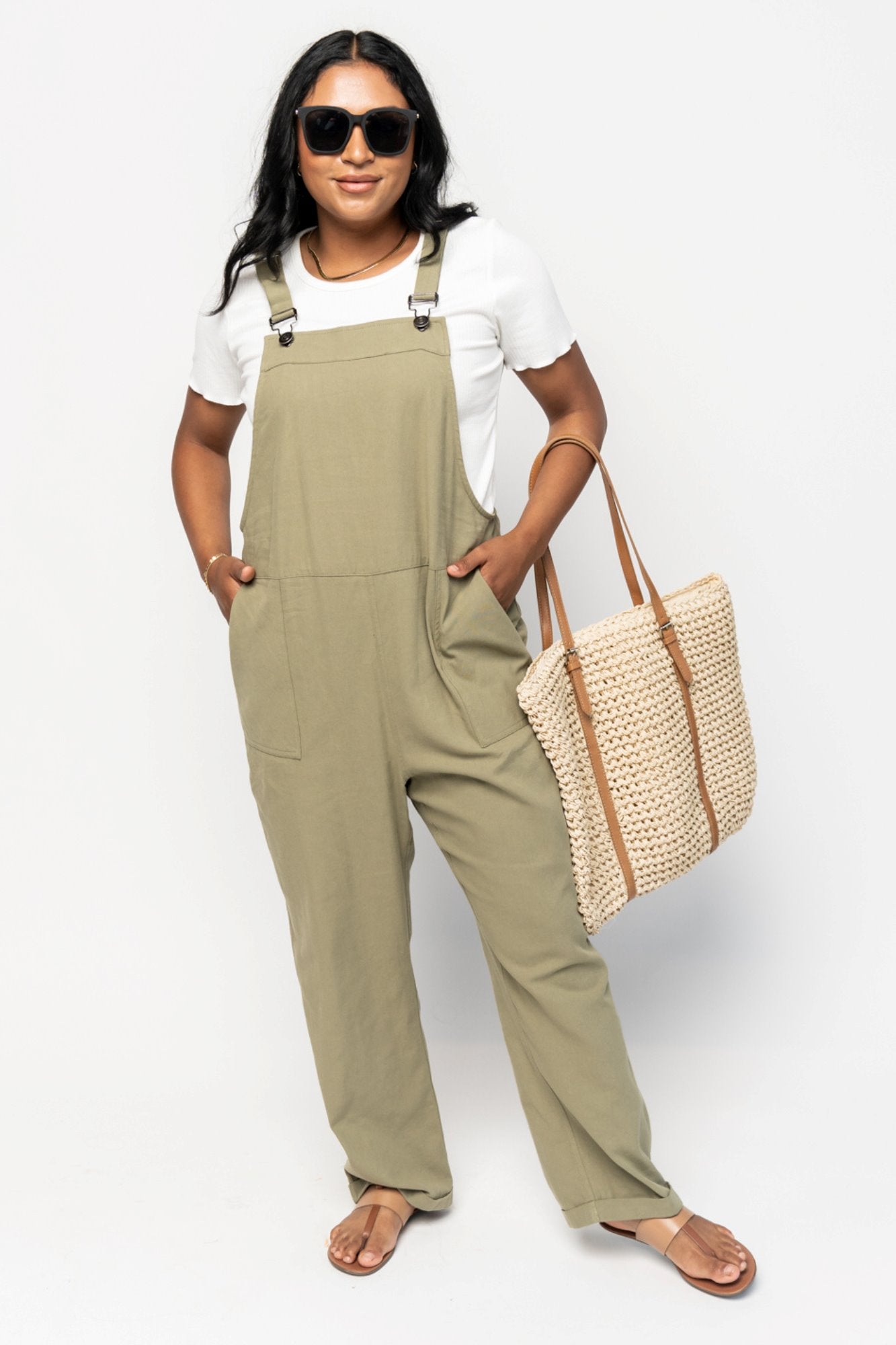 Finley Overalls in Olive Holley Girl 