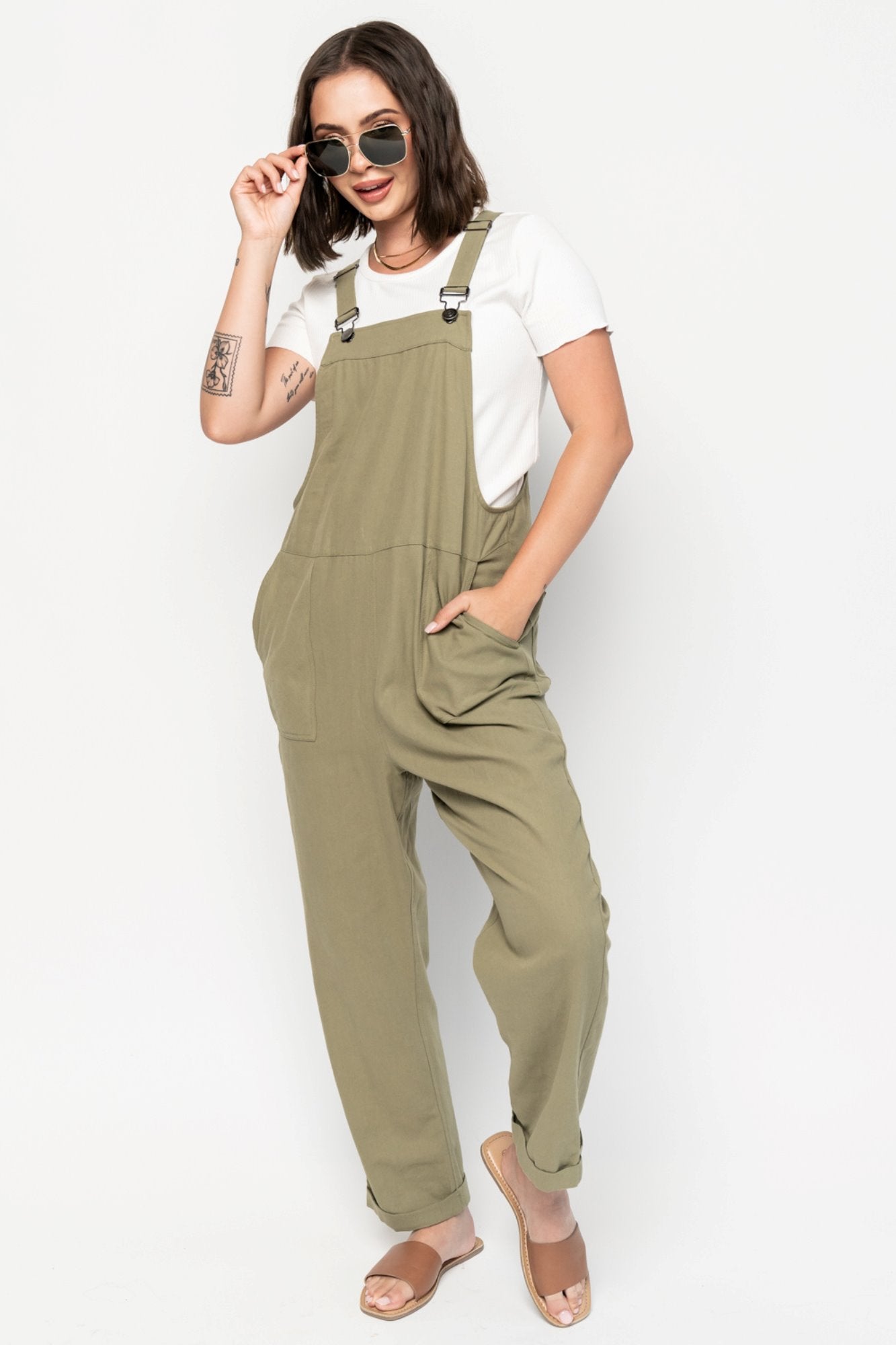 Finley Overalls in Olive Holley Girl 