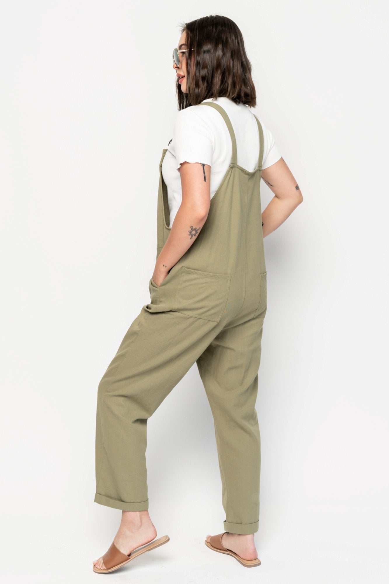 Finley Overalls in Olive Holley Girl 