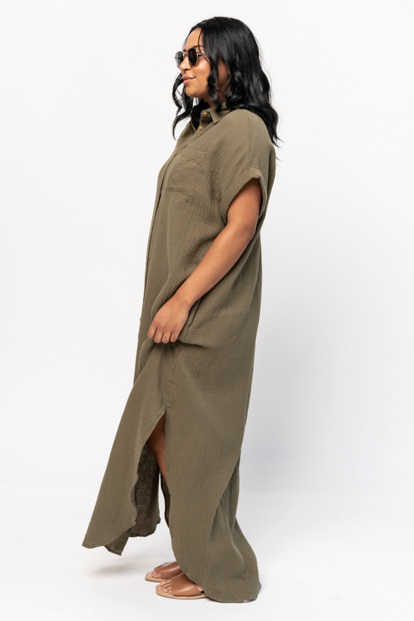 Simone Dress in Olive Holley Girl 