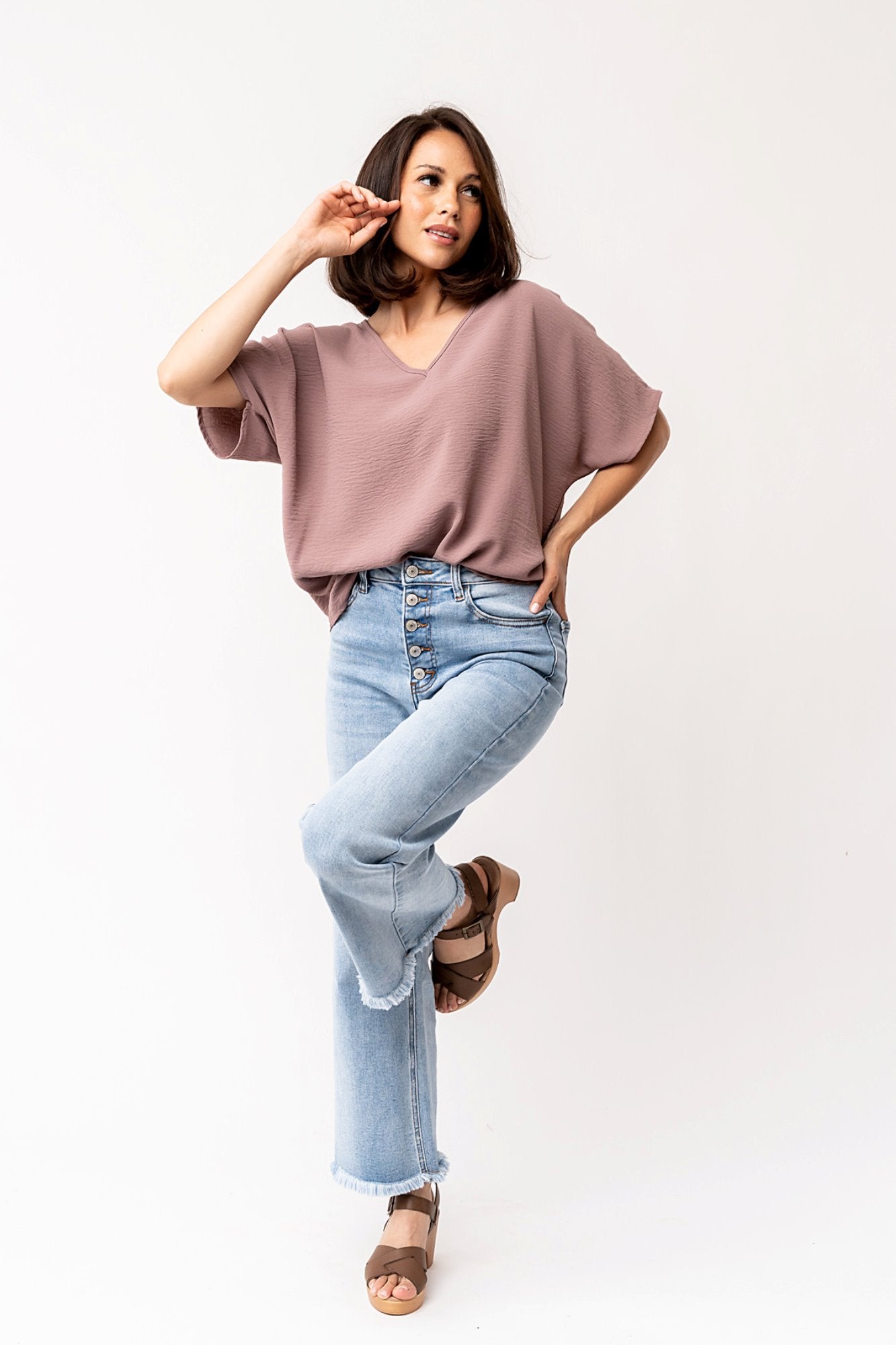 Haven Blouse in Dusty Blush Clothing Holley Girl 