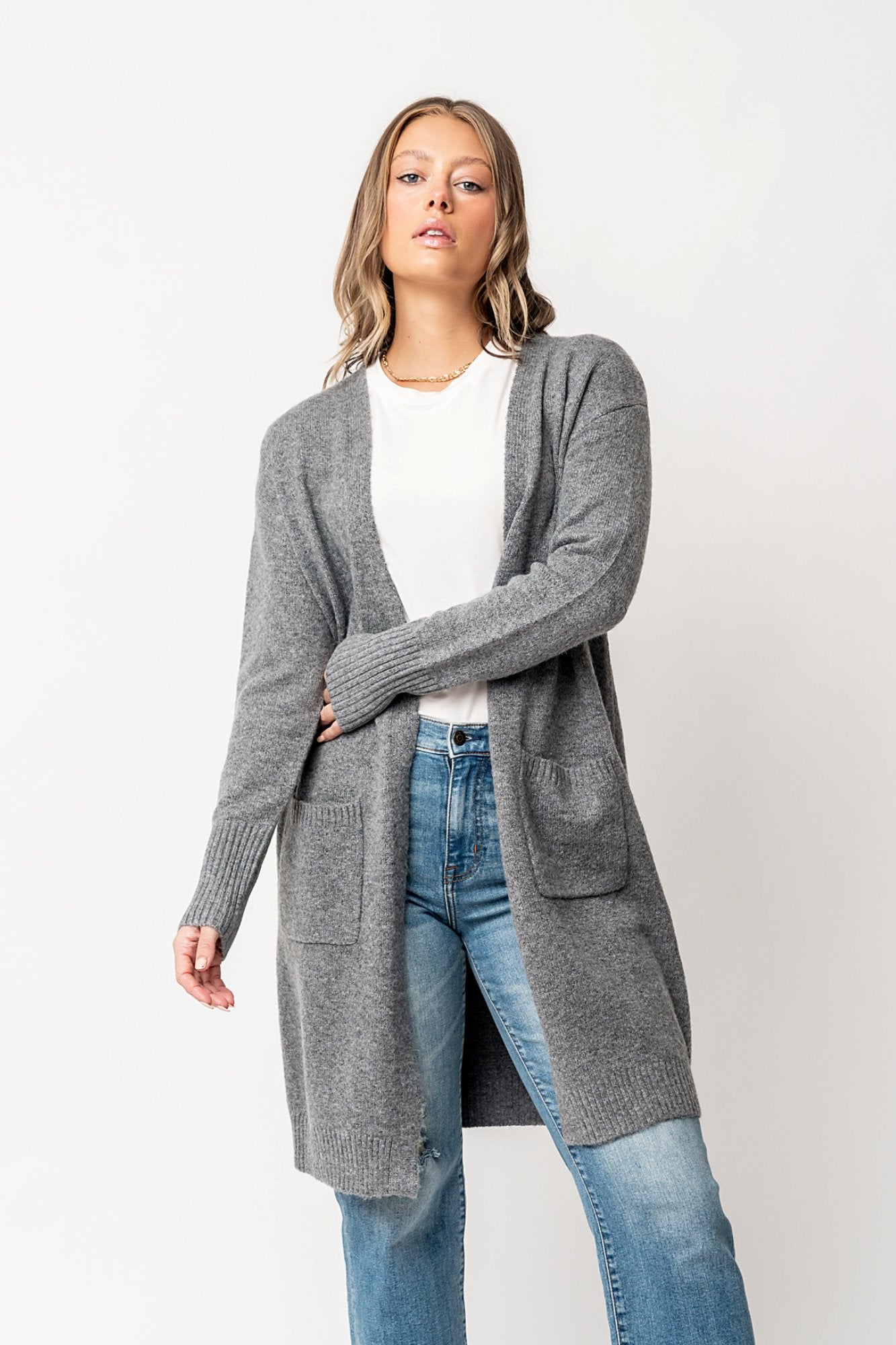 Elise Cardigan in Gray Clothing Holley Girl 