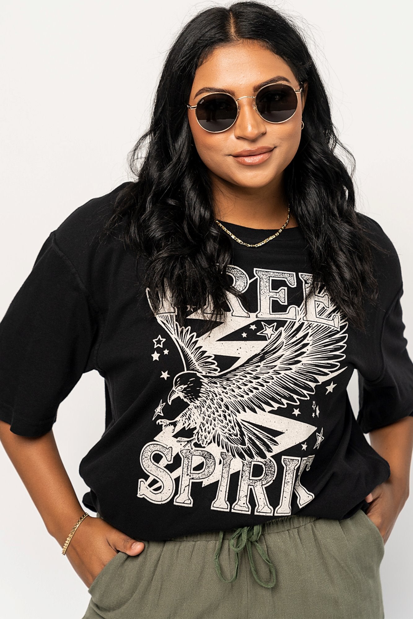 Free Sprit Graphic Tee in Black (Small-XL) Holley Girl 