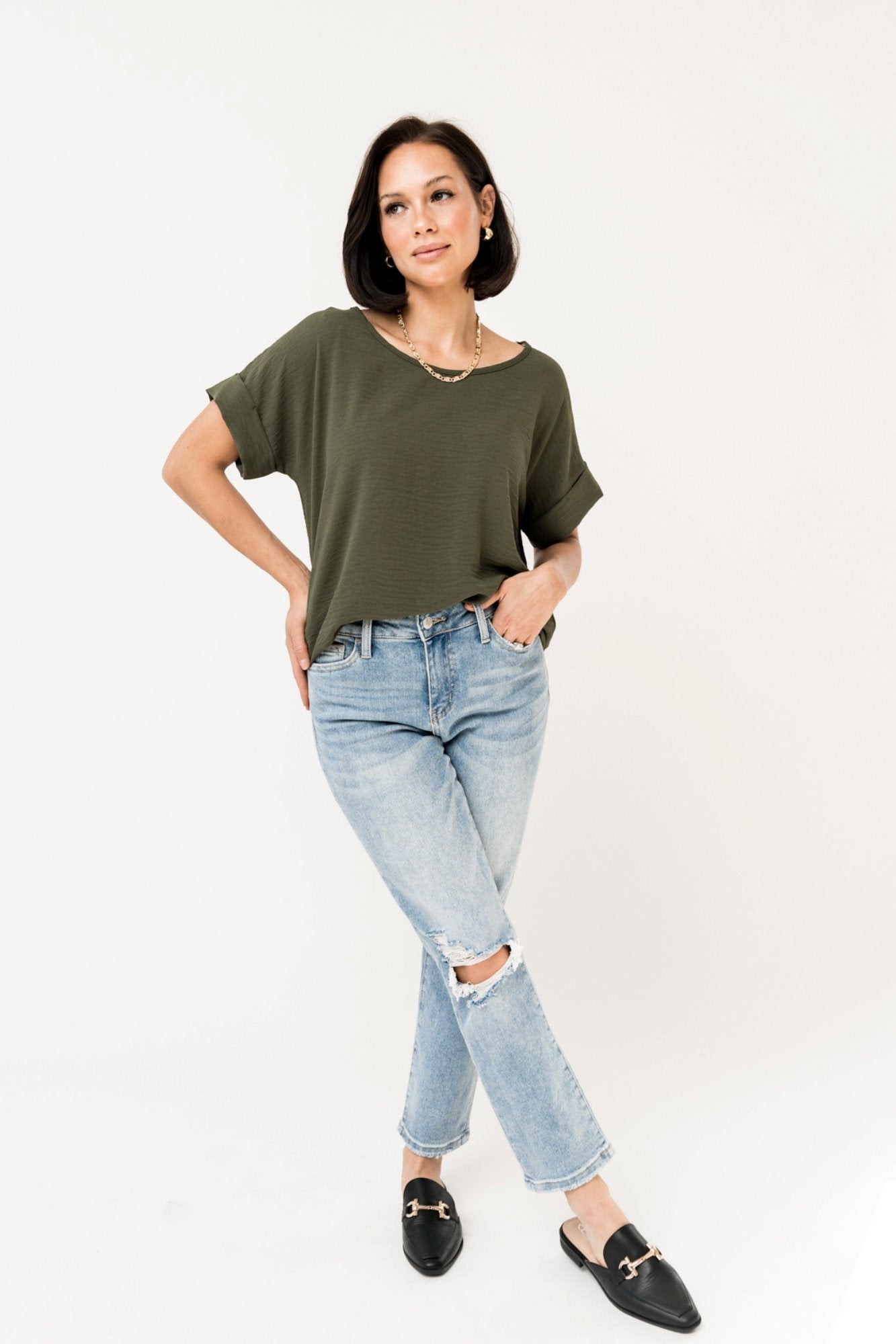 Ella Blouse in Olive Holley Girl 