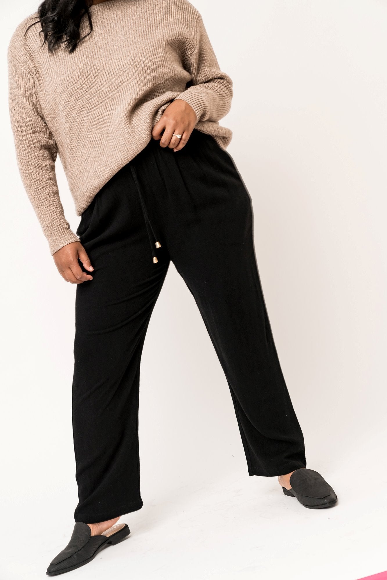 Active Ultra Stretch Suit Pants With Pintucks - Molly Black MADLADY