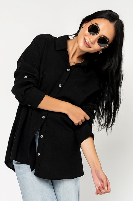 Kirby Button Down in Black Holley Girl 