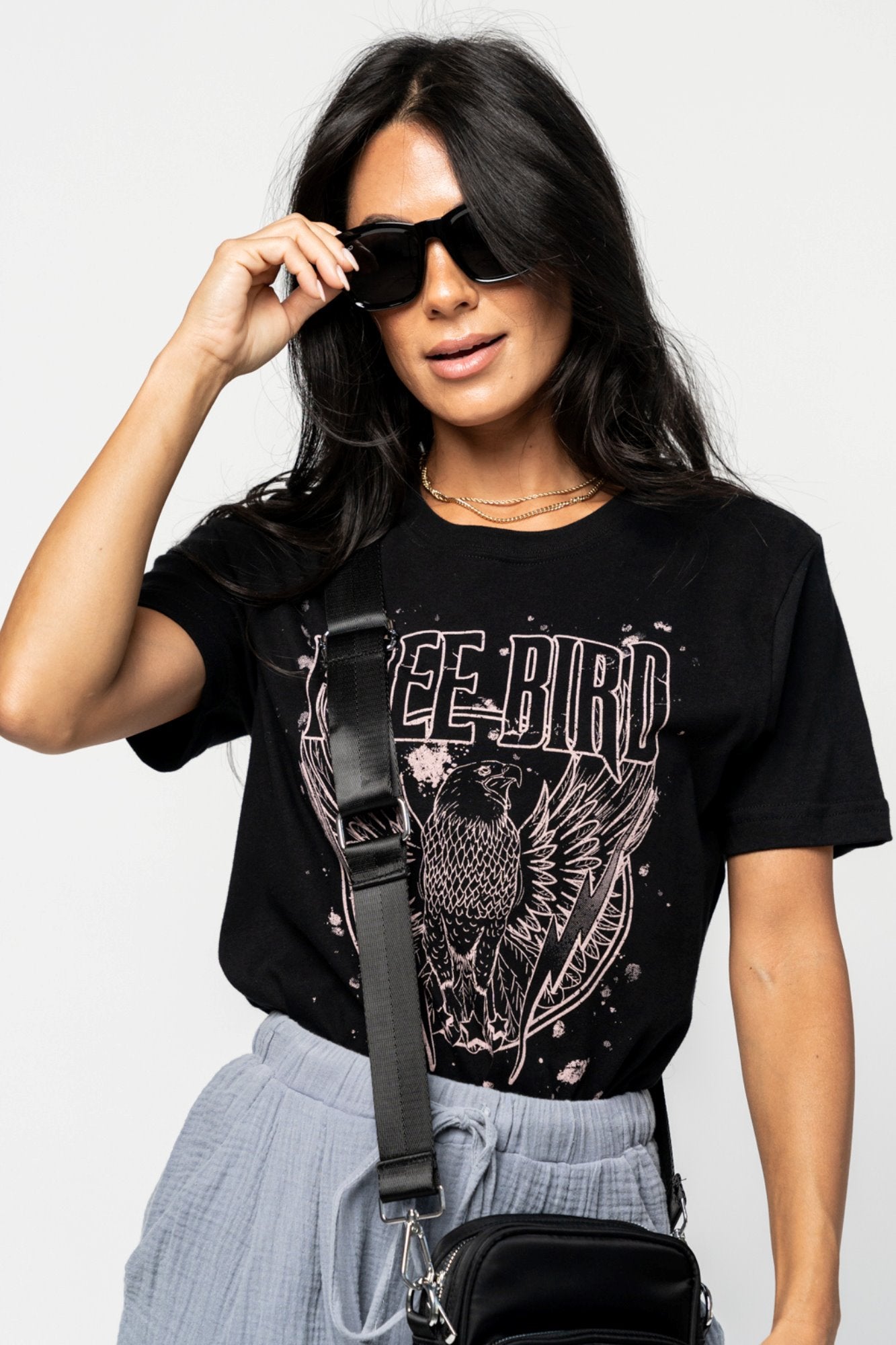 Free Bird Graphic Tee in Black (Small-XL) Holley Girl 